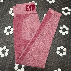 Gymshark high-waisted compression 3/4 leggings pink/red size S